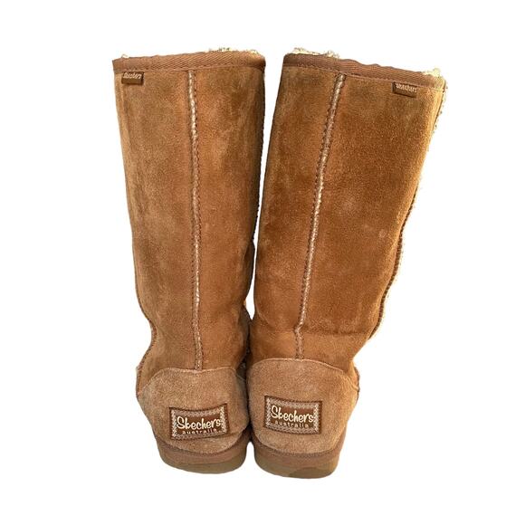 Skechers Boots Australia Tall Suede Leather With Real Fur Lining Tan Sz 6.5 RARE - Picture 3 of 10